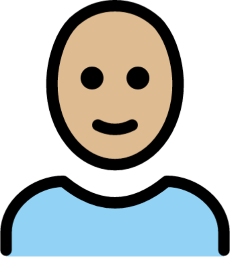 person: medium-light skin tone, bald emoji