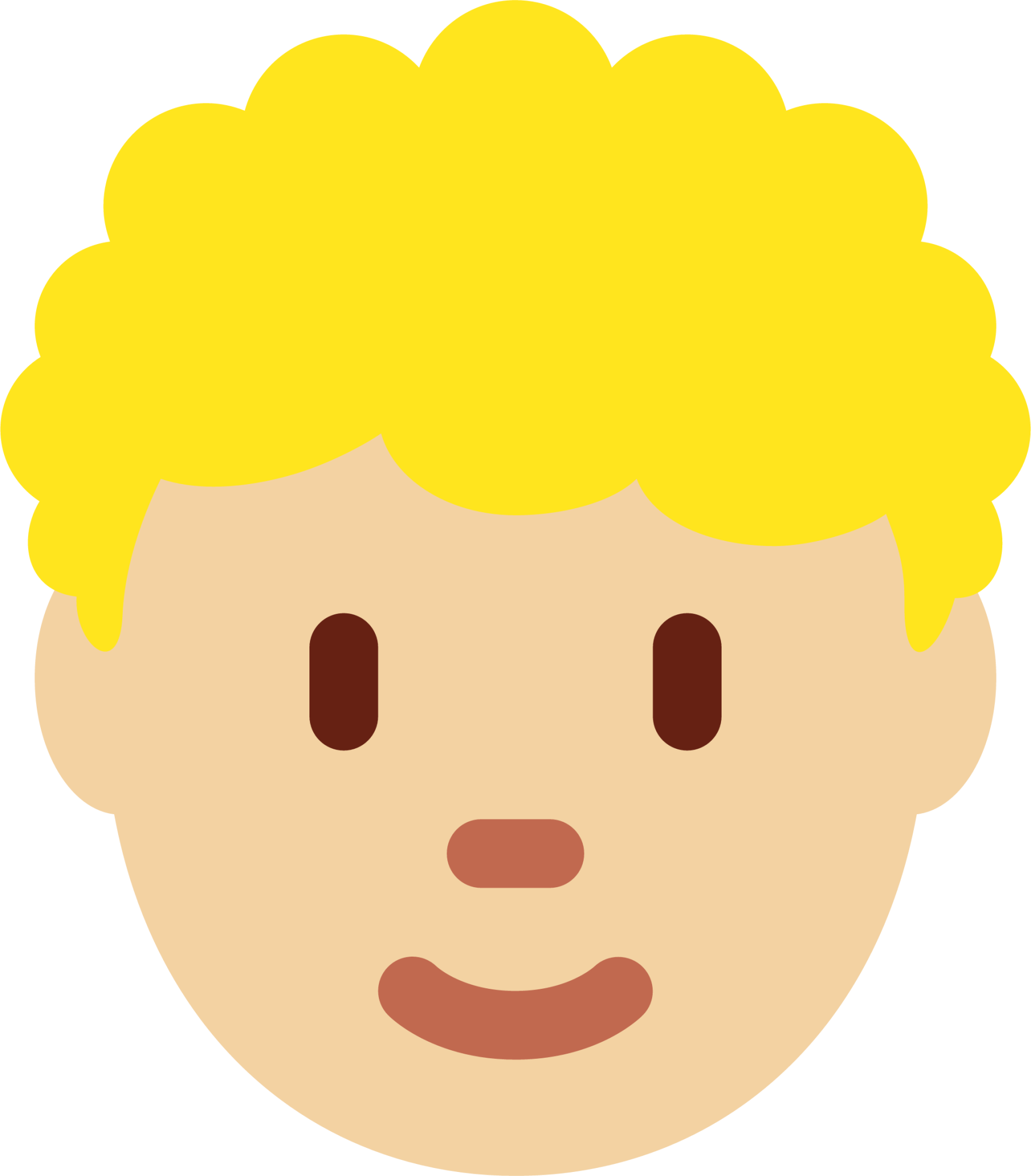 person: medium-light skin tone, curly hair emoji