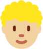 person: medium-light skin tone, curly hair emoji