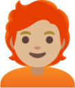 person: medium-light skin tone, red hair emoji
