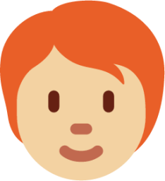 person: medium-light skin tone, red hair emoji