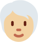 person: medium-light skin tone, white hair emoji