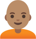 person: medium skin tone, bald emoji