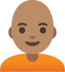 person: medium skin tone, bald emoji