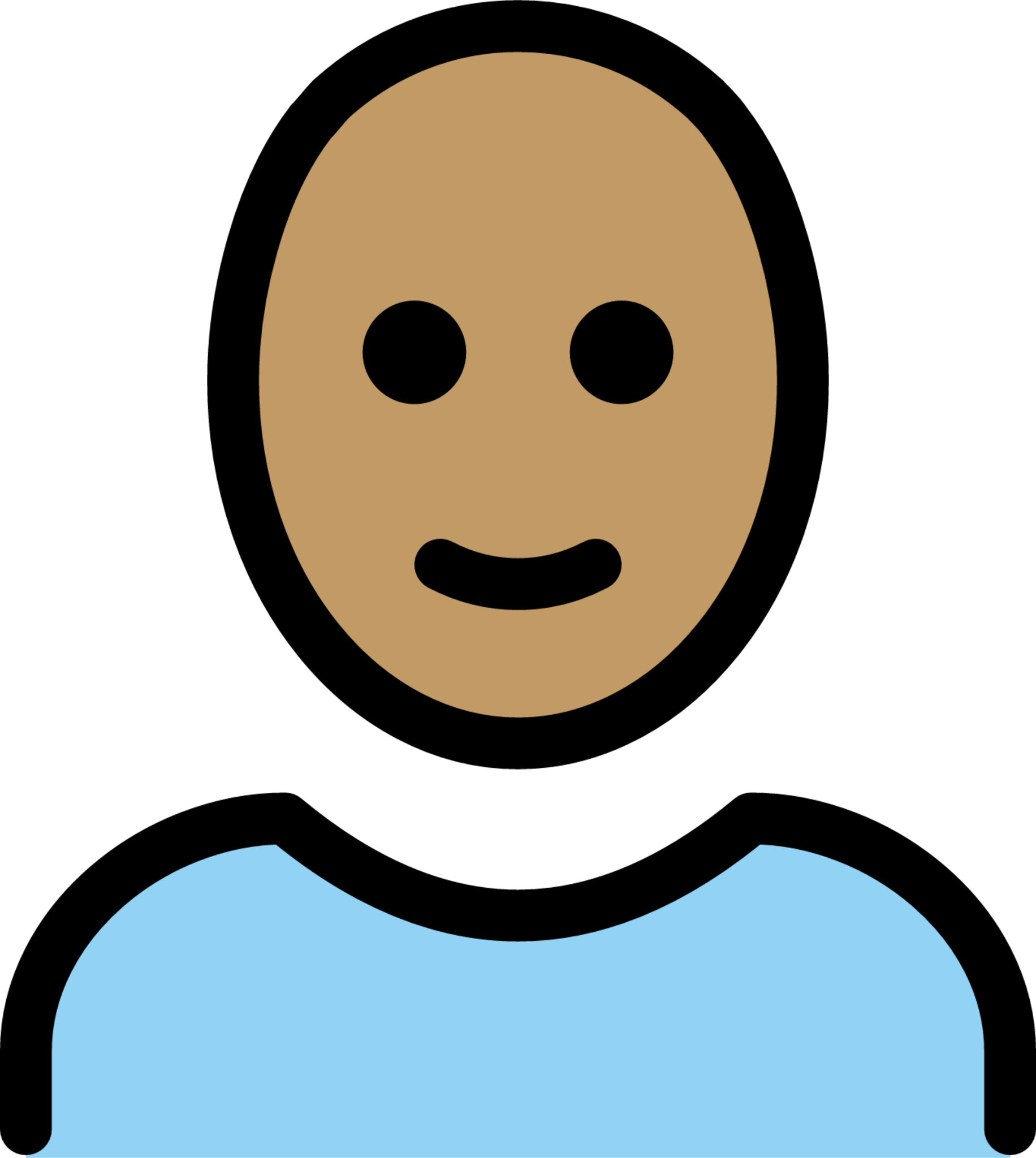 person: medium skin tone, bald emoji