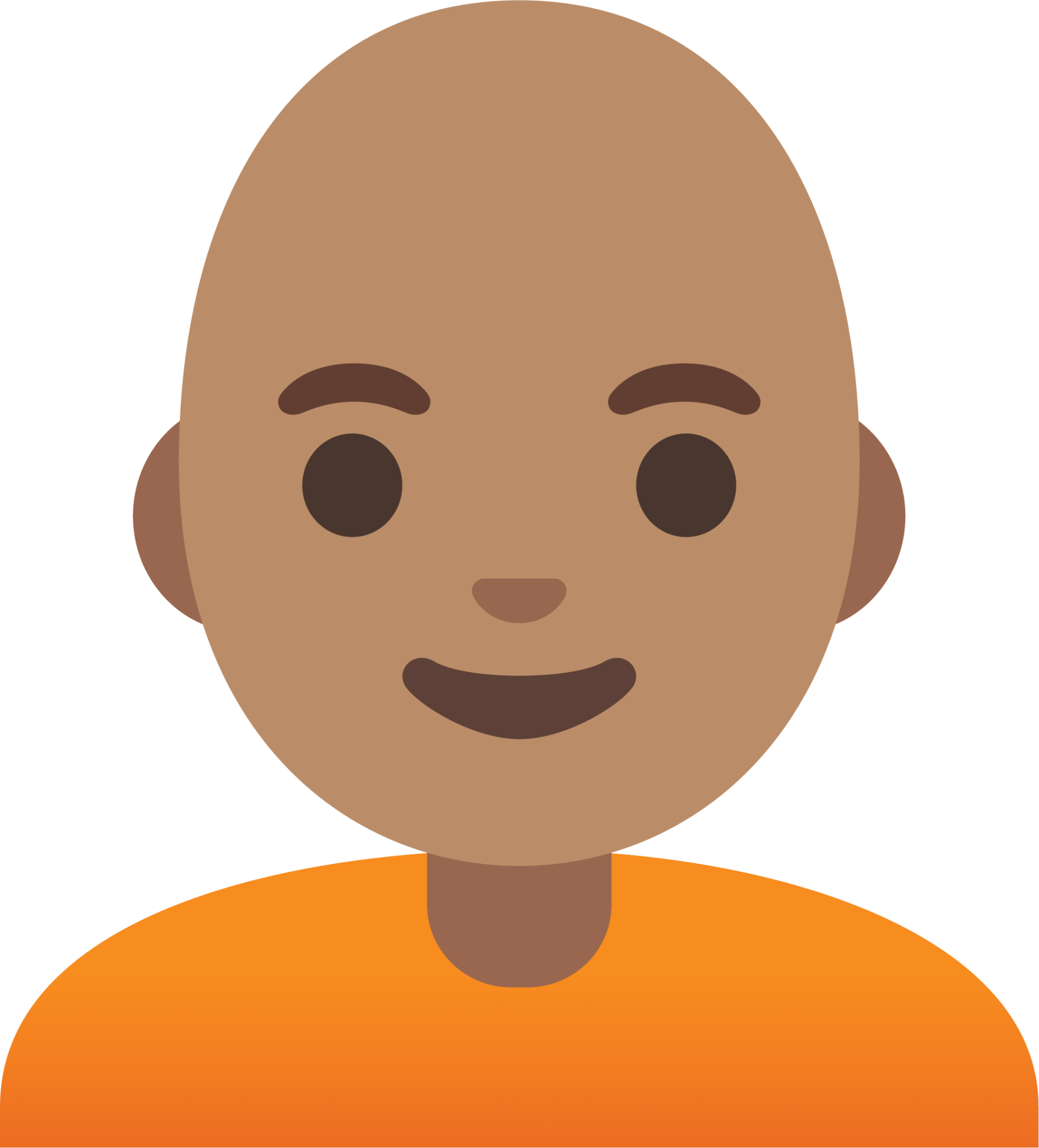 person: medium skin tone, bald emoji