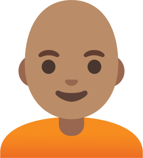 person: medium skin tone, bald emoji