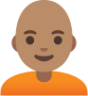 person: medium skin tone, bald emoji