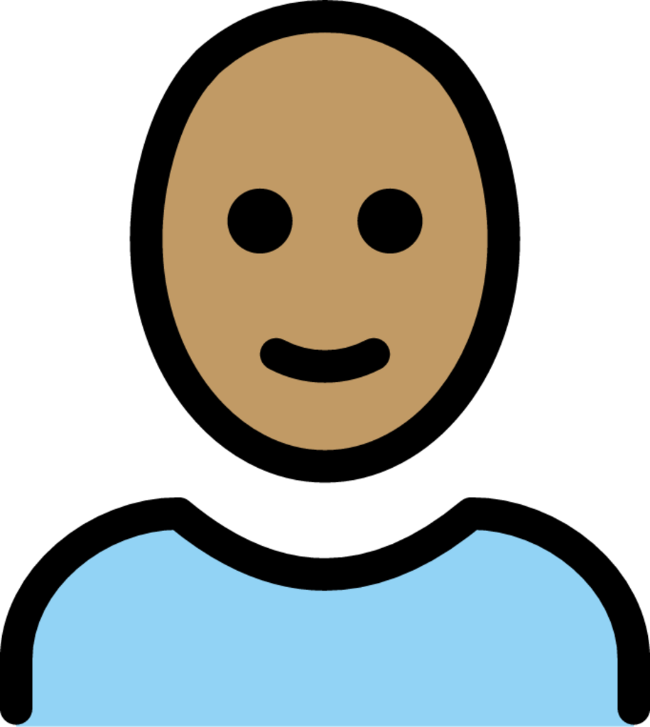 person: medium skin tone, bald emoji