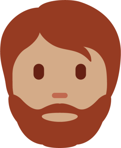 person: medium skin tone, beard emoji