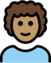 person: medium skin tone, curly hair emoji