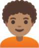 person: medium skin tone, curly hair emoji