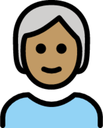 person: medium skin tone, white hair emoji