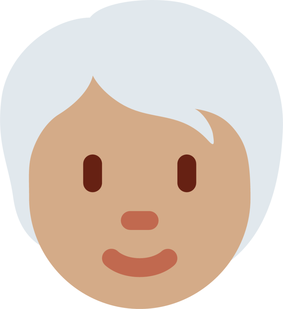 person: medium skin tone, white hair emoji