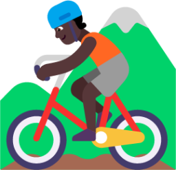 person mountain biking dark emoji