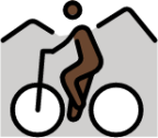 person mountain biking: dark skin tone emoji