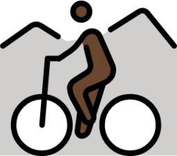 person mountain biking: dark skin tone emoji