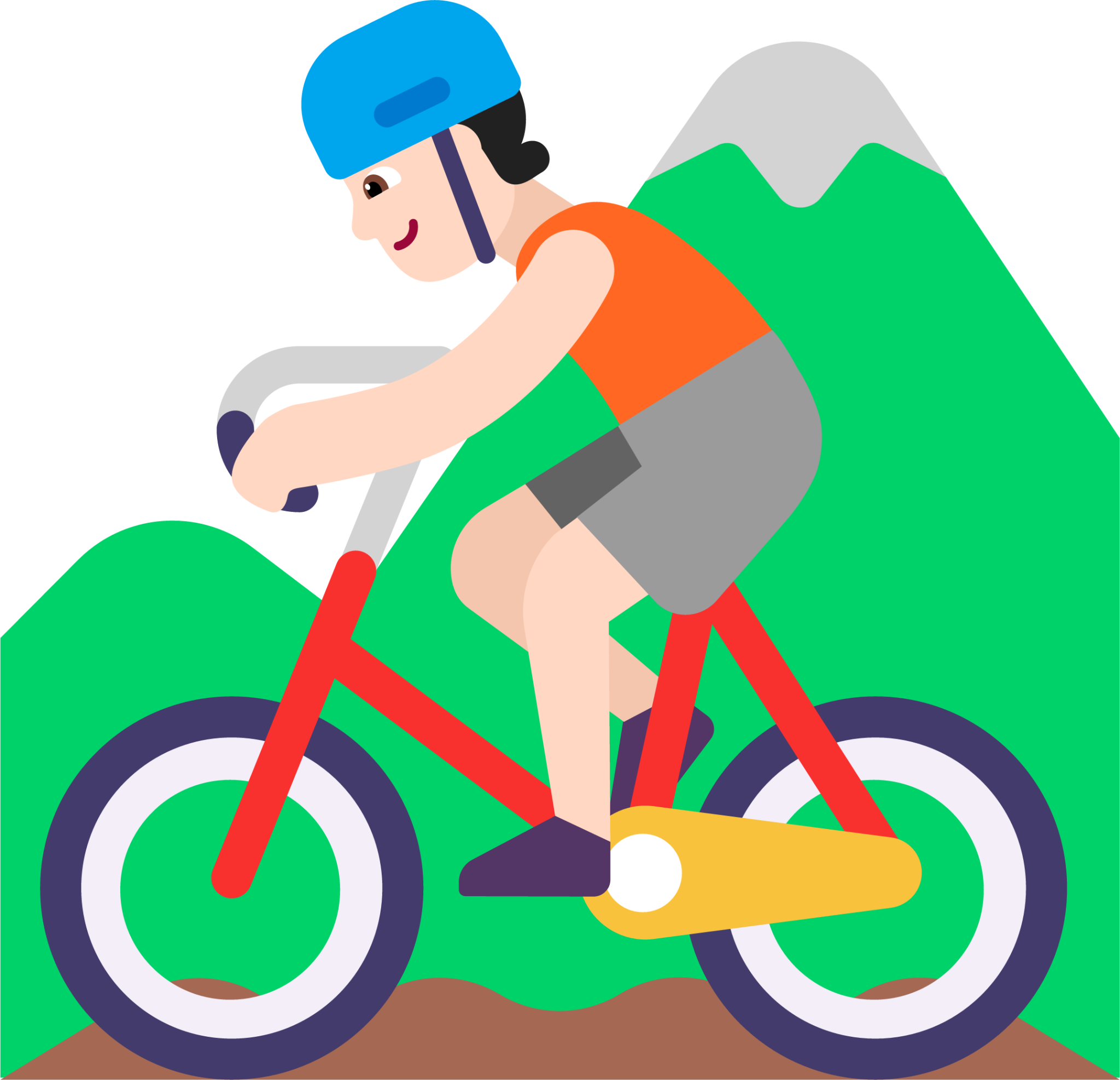 person mountain biking light emoji