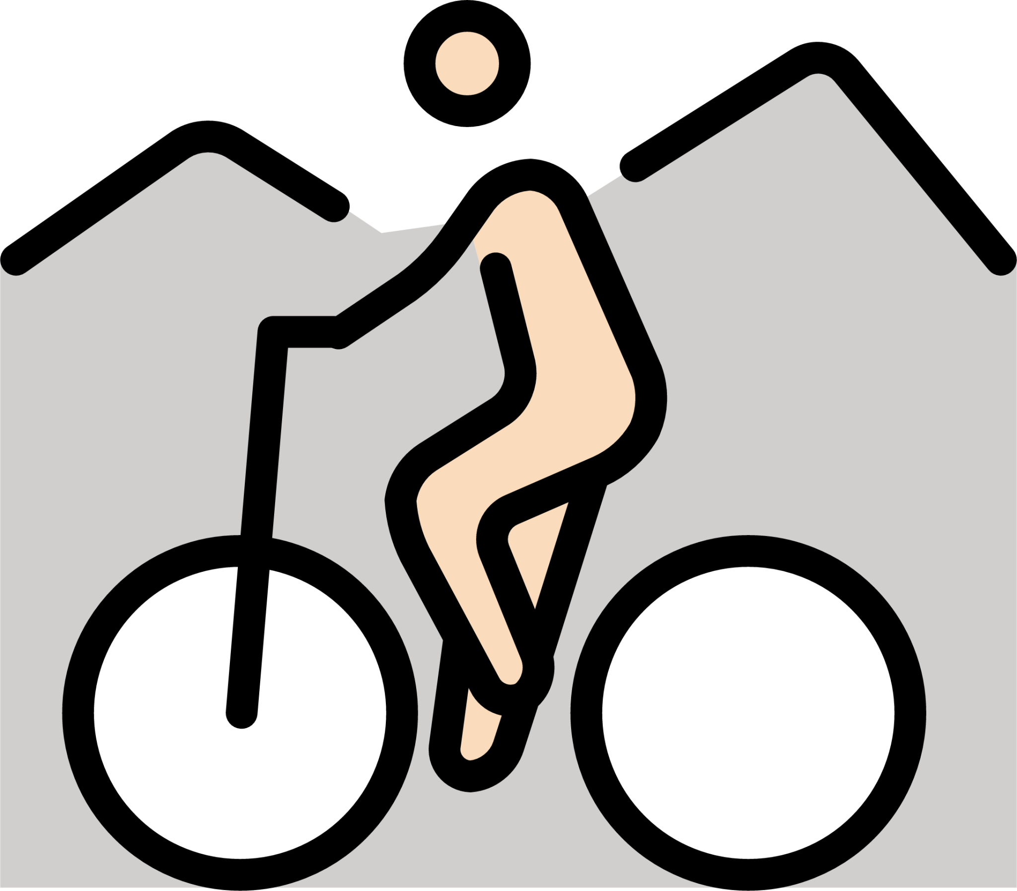 person mountain biking: light skin tone emoji