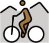 person mountain biking: medium-dark skin tone emoji