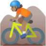 person mountain biking: medium skin tone emoji