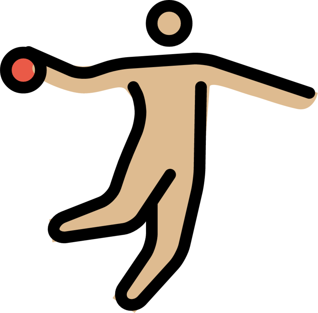 person playing handball: medium-light skin tone emoji
