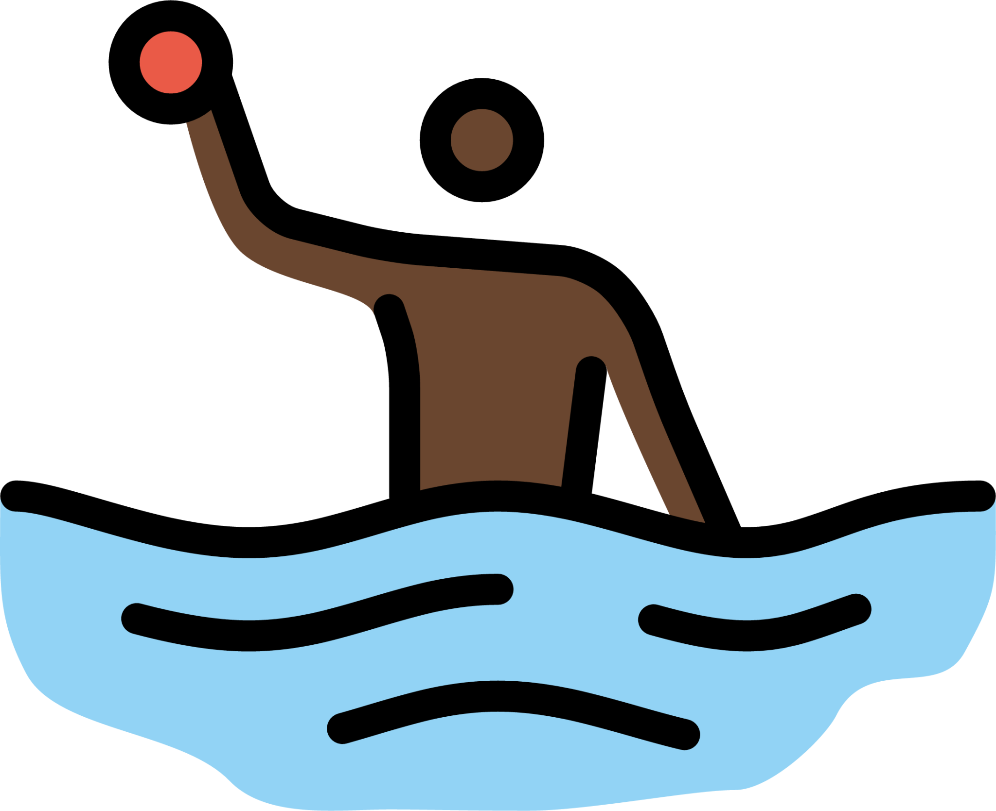 person playing water polo: dark skin tone emoji