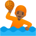 person playing water polo: medium-dark skin tone emoji