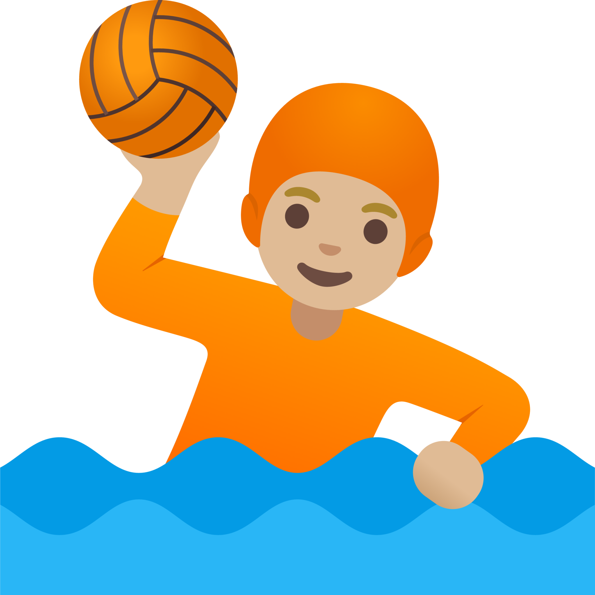 person playing water polo: medium-light skin tone emoji