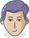person purple hair man illustration