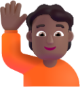 person raising hand medium dark emoji