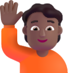 person raising hand medium dark emoji