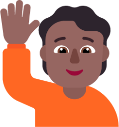 person raising hand medium dark emoji