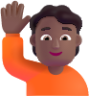 person raising hand medium dark emoji