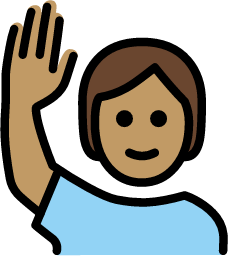 person raising hand: medium skin tone emoji