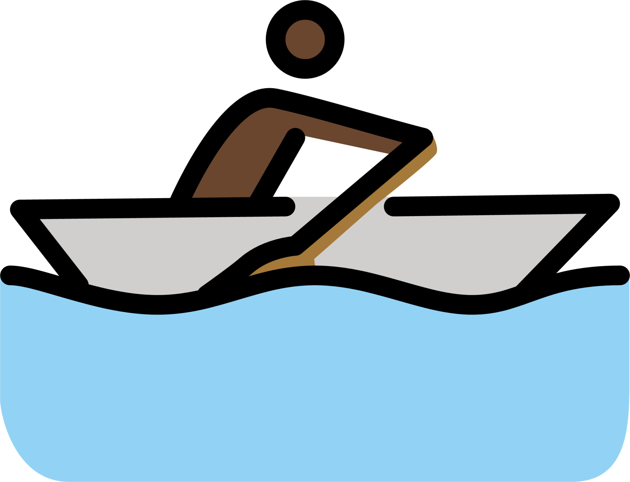 person rowing boat: dark skin tone emoji