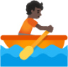 person rowing boat: dark skin tone emoji