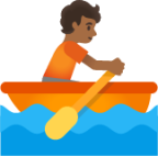 person rowing boat: medium-dark skin tone emoji