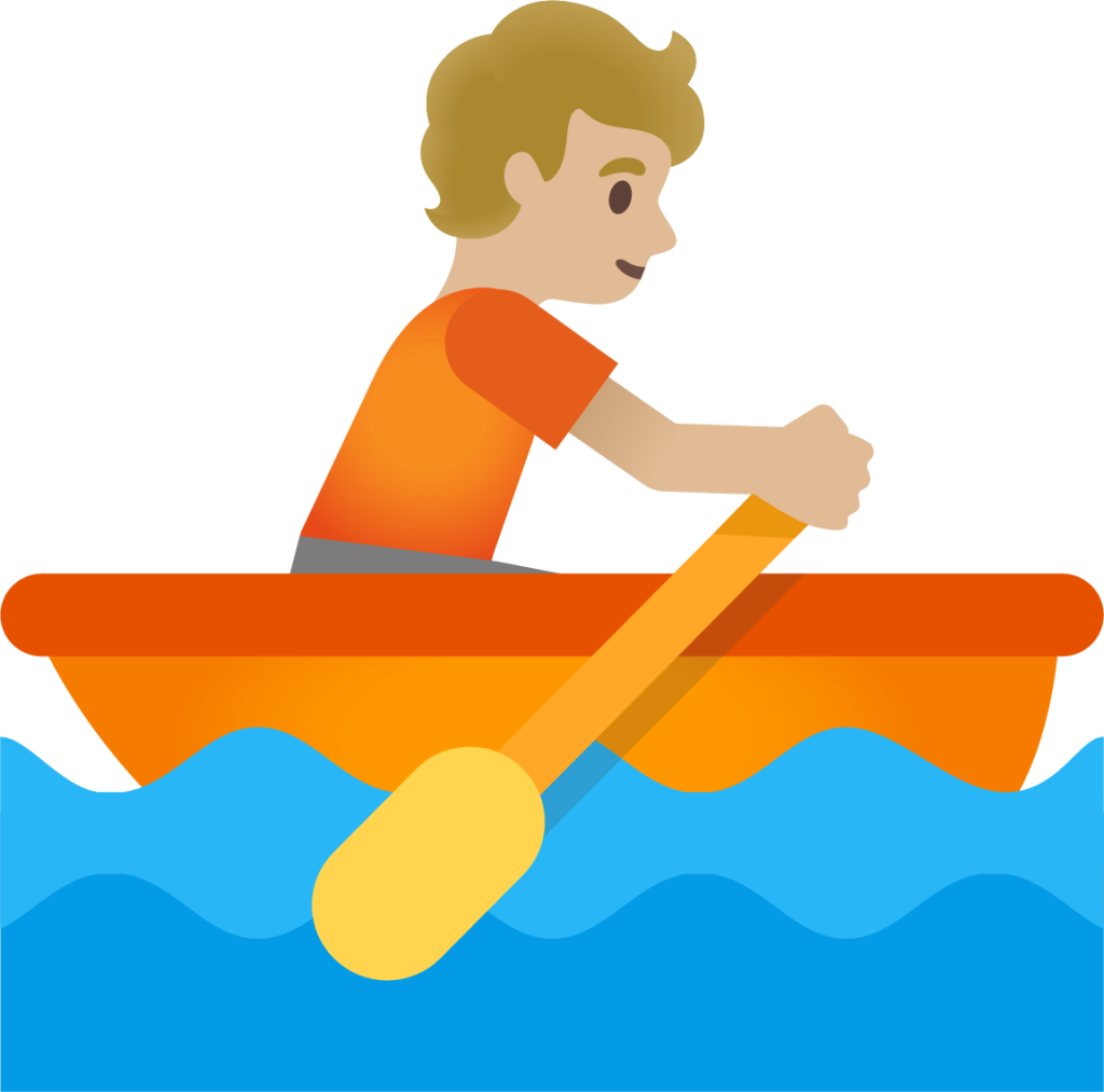 person rowing boat: medium-light skin tone emoji