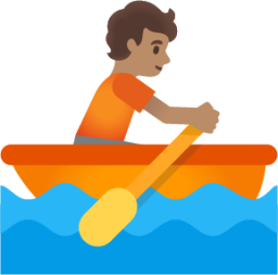 person rowing boat: medium skin tone emoji