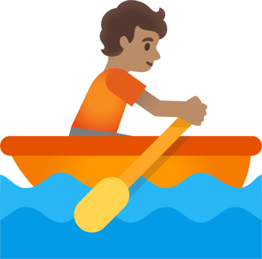 person rowing boat: medium skin tone emoji