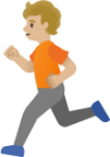 person running: medium-light skin tone emoji