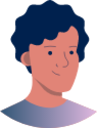 person short hair purple shirt illustration