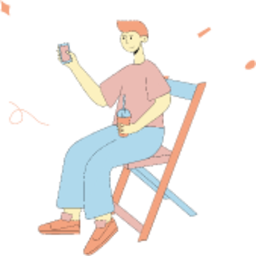person sitting drink phone illustration