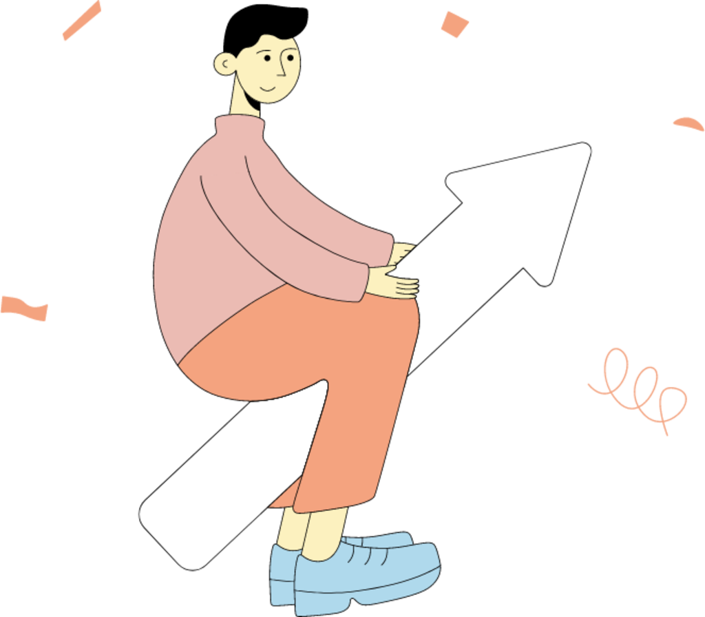 person sitting on arrow illustration