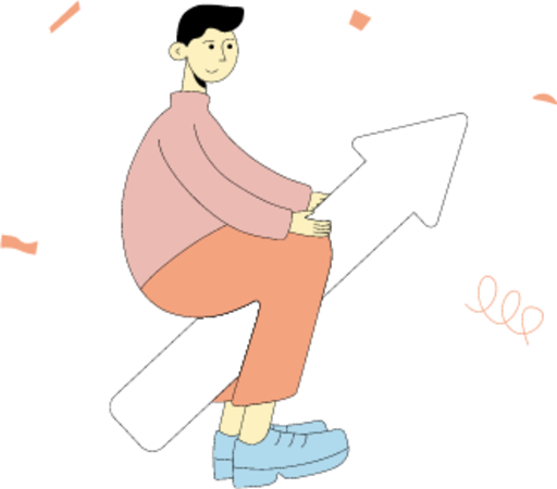 person sitting on arrow illustration