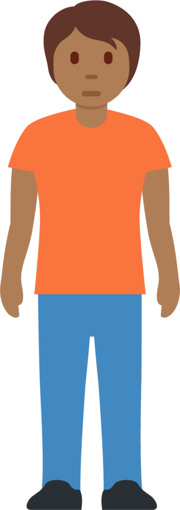 person standing: medium-dark skin tone emoji