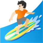 person surfing: light skin tone emoji