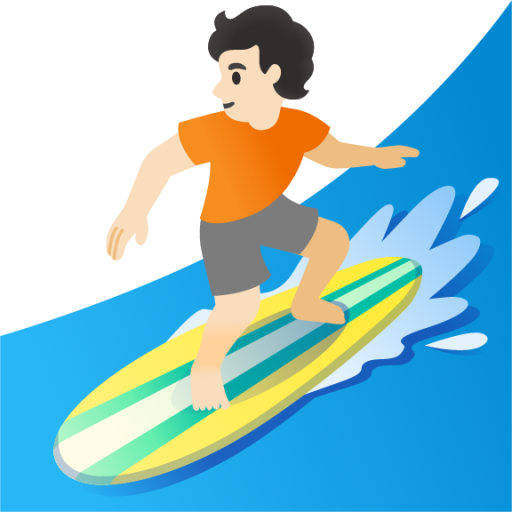person surfing: light skin tone emoji