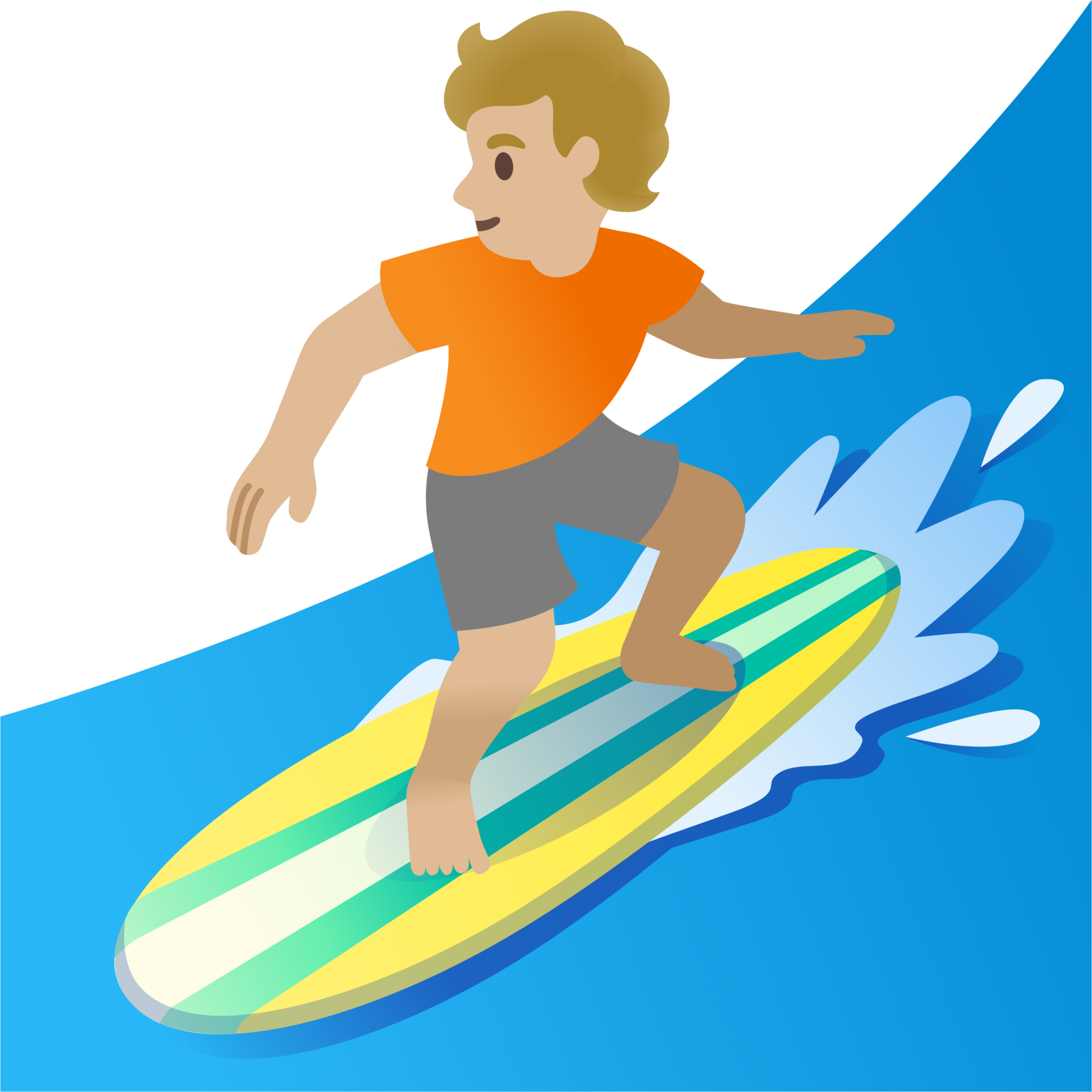 person surfing: medium-light skin tone emoji